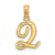 14k Yellow Gold Script Letter Q Initial Pendant