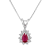 0.35ctw Pear Shape Ruby and Round Diamond Pendant 14k White Gold
