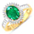 14K Yellow Gold Green Emerald and White Diamond Oval Halo Ring 2.05ctw