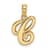 14k Yellow Gold Script Letter C Initial Pendant