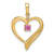 14k Yellow Gold Lab Created Pink Sapphire and Diamond Heart Pendant