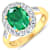 2.63ctw Green Emerald and Diamond 14K Yellow Gold Halo Ring
