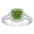 7mm Cushion Peridot 1/4 ctw Diamond Rhodium Over Sterling Silver Halo Ring
