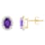7x5mm Oval Amethyst And Created White Sapphire 10k Yellow Gold Halo Stud Earrings