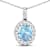 1.90ctw 14K White Gold Oval Aquamarine and White Diamond Pendant with 18
inch Cable Chain