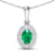 0.56ctw 14K White Gold Zambian Emerald and White Diamond Pendant with 18
inch Cable Chain
