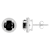 6mm Round Black Onyx And Created White Sapphire 10k White Gold Halo Stud Earrings