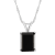 10x8mm Emerald Cut Black Onyx Rhodium Over Sterling Silver Pendant With Chain