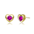 Ruby Color CZ Heart Stud Earrings In 14K Gold Over Brass