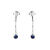 Round Blue Sapphire Rhodium Over Sterling Silver Drop Hoop Earrings
