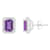 7x5mm Emerald Cut Amethyst 1/5 ctw Diamond Rhodium Over Sterling Silver
Halo Stud Earrings