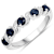 Blue Sapphire and White Topaz Five Stone Sterling Silver Band Ring