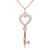 White Cubic Zirconia 14k Rose Gold Key Pendant With Chain 0.20ctw