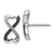 Rhodium Over 14k White Gold Black and White Diamond Infinity Heart Stud Earrings