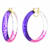 14K Yellow Gold Over Sterling Silver Purple and Pink Tie Dye Acrylic Hoops