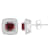 5mm Cushion Garnet 1/5 ctw Diamond Rhodium Over Sterling Silver Halo
Stud Earrings