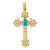 14K Yellow Gold 5x3mm Oval Blue Topaz Cross Pendant