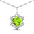 1.85ctw 14K White Gold Round Peridot and White Diamond Pendant with 18
inch Cable Chain