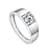Square CZ Slim Adjustable Band Ring In White Rhodium Over Brass
