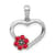 Rhodium Over 14k White Gold Diamond and Ruby Heart with Flower Pendant
