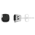 6mm Square Cushion Black Onyx Rhodium Over Sterling Silver Stud Earrings