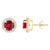 6mm Round Created Ruby And Created White Sapphire 10k Yellow Gold Halo
Stud Earrings