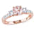 Morganite, Created White Sapphire and Diamond 10K Rose Gold Ring 1.19ctw