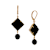 Square Semi-Precious & Round Bead Drop Earrings