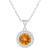 7mm Round Citrine and White Topaz Accent Rhodium Over Sterling Silver
Halo Pendant w/Chain