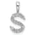Rhodium Over 14K White Gold Lab Grown Diamond Letter S Initial Pendant