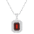 8x6mm Emerald Cut Garnet And White Topaz Rhodium Over Sterling Silver
Double Halo Pendant w/Chain