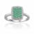 Emerald and Moissanite Sterling Silver Rectangle Cluster Ring