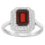 8x6mm Emerald Cut Garnet And White Topaz Accents Rhodium Over Sterling
Silver Double Halo Ring