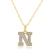 White Diamond Accent 10k Yellow Gold N Initial Pendant With 18” Rope Chain