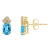 6x4mm Oval Blue Topaz with Diamond Accents 14k Yellow Gold Stud Earrings