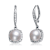 Pear Shape Pearl Simulant Drop Earrings In Sterling Silver