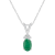 7x5mm Oval Emerald with Diamond Accents 14k White Gold Pendant With Chain
