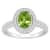 8x6mm Oval Peridot 1/5 ctw Diamond Rhodium Over Sterling Silver Halo Ring