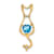 10k Yellow Gold 0.99 ctw Swiss Blue Topaz and Accent Diamond Cat Pendant