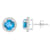 6mm Round Blue Topaz And Created White Sapphire 10k White Gold Halo Stud Earrings
