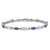 Rhodium Over 14k White Gold Amethyst and Diamond Bracelet