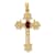14K Yellow Gold 5x3mm Oval Garnet Cross Pendant