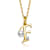 Initial F Pear Shape CZ And Pearl Pendant Necklace In 14K Gold Over Brass