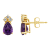 7x5mm Pear Shape Amethyst with Diamond Accents 14k Yellow Gold Stud Earrings