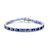 Sapphire Color CZ Tennis Bracelet In White Rhodium Over Brass