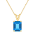 10x8mm Emerald Cut Blue Topaz 14k Yellow Gold Pendant With Chain