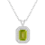 8x6mm Emerald Cut Peridot 1/7 ctw Diamond Rhodium Over Sterling Silver
Halo Pendant with Chain
