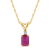 6x4mm Emerald Cut Ruby with Diamond Accent 14k Yellow Gold Pendant With Chain