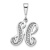Rhodium Over 14k White Gold Solid Polished Script Filigree Textured
Letter H Initial Pendant