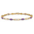 10k Yellow Gold and Rhodium Over 10k Yellow Gold Diamond and Amethyst Bracelet